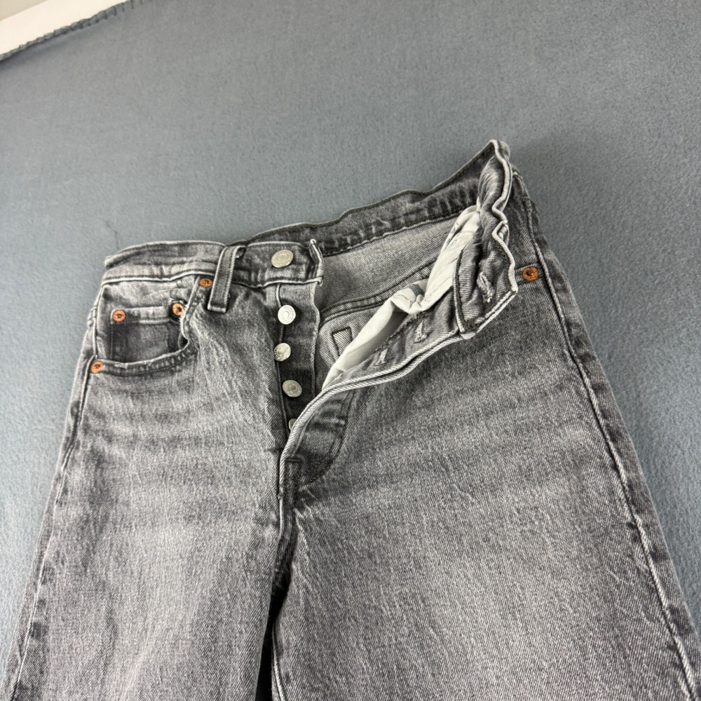 Levis 501 S Jeans Women's 25x30 (Fits 26x30) Gray Button Fly Premium Skinny
